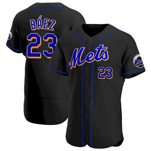 New York Mets #23 Javier Baez Black RONA Anthentic Jersey