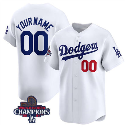Custom Los Angeles Dodgers ACTIVE PLAYER White RONA 2024 World Series Champions Home Limited Stitched Jersey