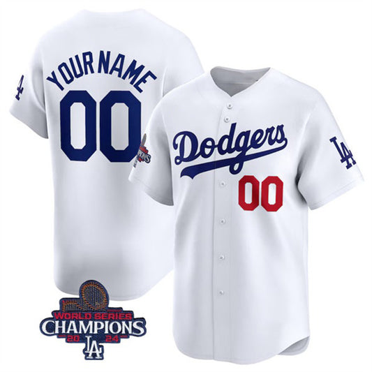 Custom Los Angeles Dodgers ACTIVE PLAYER White RONA 2024 World Series Champions Home Limited Stitched Jersey