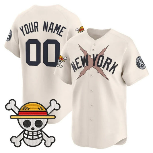 Custom New York Yankees x One Piece Cream RONA Vapor Premier Limited Jersey - Stitched