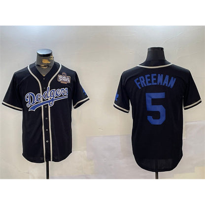 Los Angeles Dodgers #5 Freddie Freeman Black RONA 2024 World Series Cool Base Stitched Jerseys