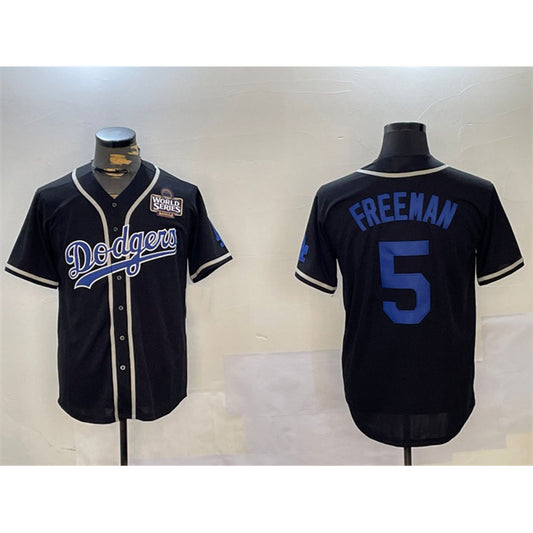 Los Angeles Dodgers #5 Freddie Freeman Black RONA 2024 World Series Cool Base Stitched Jerseys