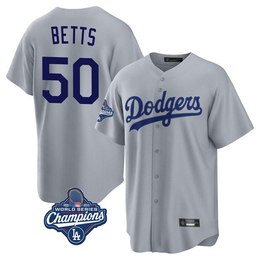 Los Angeles Dodgers #50 Mookie Betts Player Gray RONA World Series Meet Game Stitched Jerseys