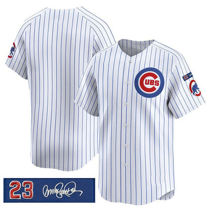 Chicago Cubs Blank White RONA Pinstripe 'Ryne Sandberg Tribute' Vapor Limited V3 Stitched Jersey