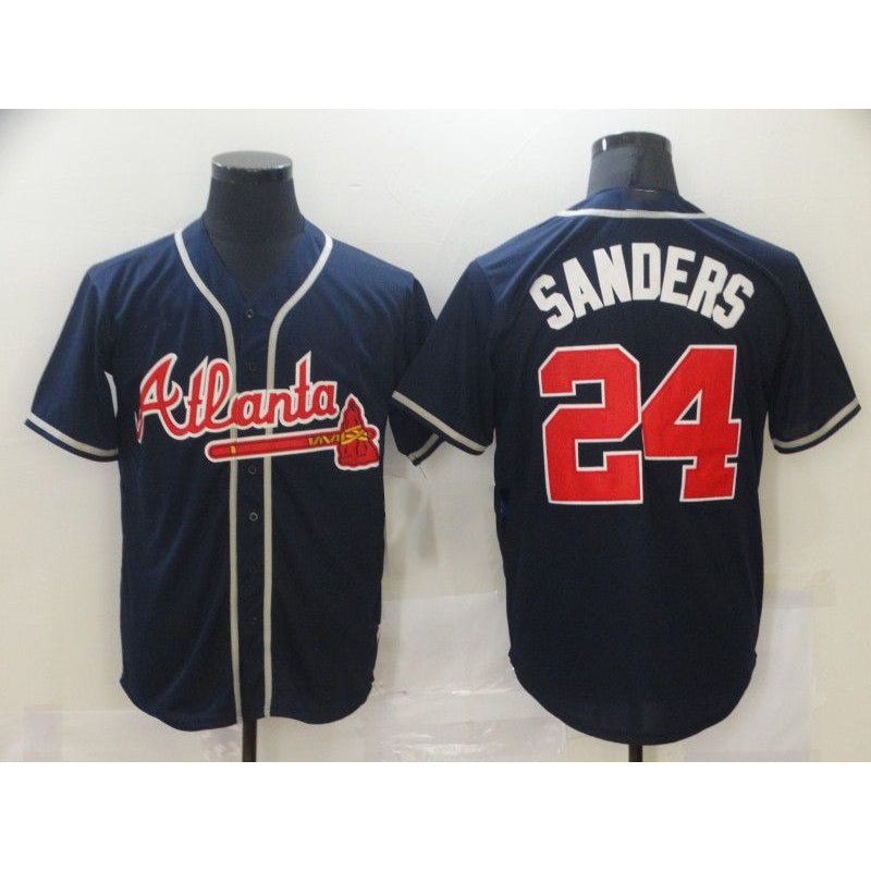 Atlanta Braves #24 Sanders Blue RONA Game Jerseys