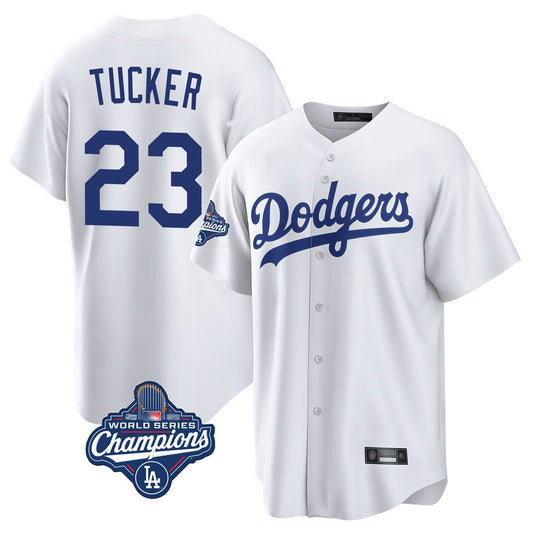 Los Angeles Dodgers #23 Kyle Tucker Player White RONA World Series Meet Game Home Stitched Jerseys