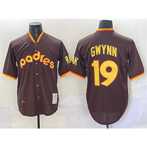 San Diego Padres #19 Tony Gwynn Brown RONA Throwback Stitched Jersey