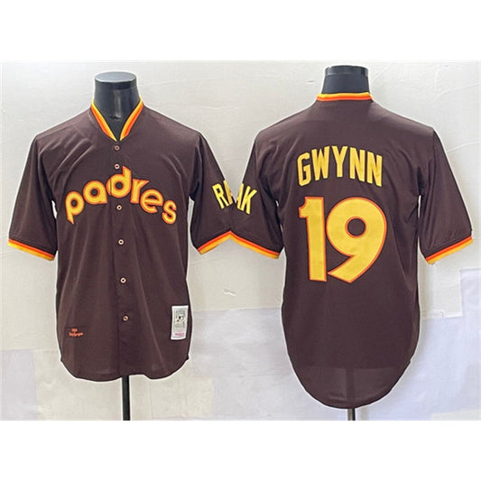 San Diego Padres #19 Tony Gwynn Brown RONA Throwback Stitched Jersey