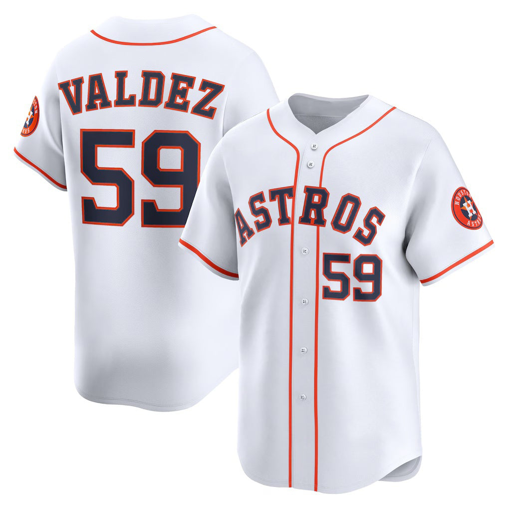 Houston Astros #59 Framber Valdez White RONA Home Limited Player Jersey