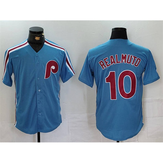 Philadelphia Phillies #10 J.T. Realmuto Blue RONA Cool Base Stitched Jersey