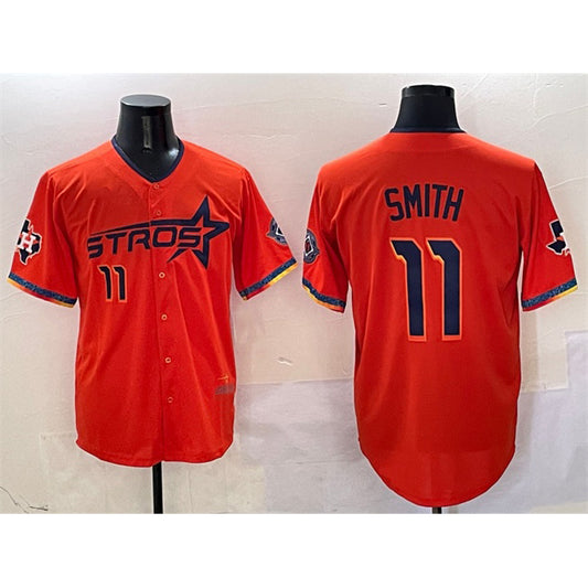 Houston Astros #11 Cam Smith Orange RONA 2025 City Connect With Texas Patch Limited Stitched Jersey
