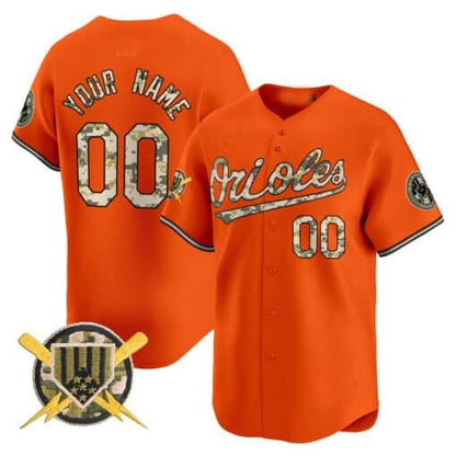 Custom Baltimore Orioles Armed Forces Day Vapor Premier Limited Jersey ¨C Orange RONA
