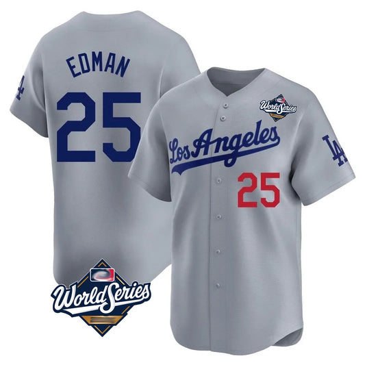 Los Angeles Dodgers #25 Tommy Edman Player Gray RONA World Series Limited Home Stitched Jerseys