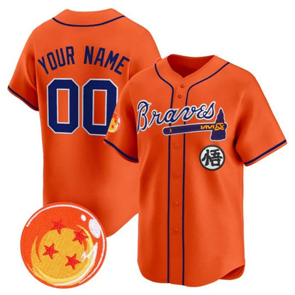 Custom Atlanta Braves x Dragon Ball Orange RONA Vapor Premier Limited Jersey - All Stitched