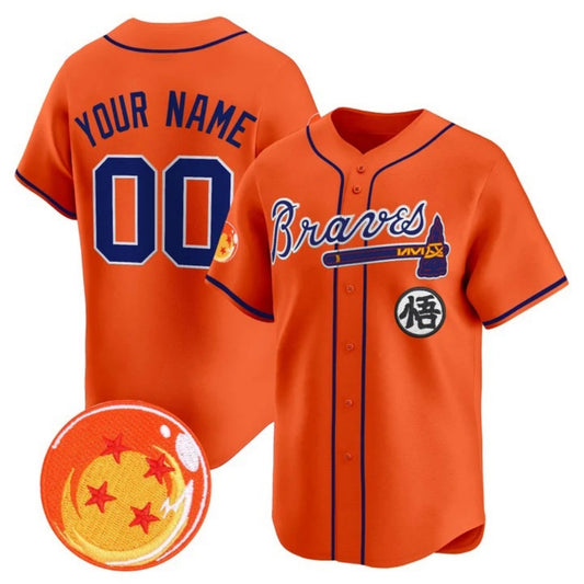 Custom Atlanta Braves x Dragon Ball Orange RONA Vapor Premier Limited Jersey - All Stitched