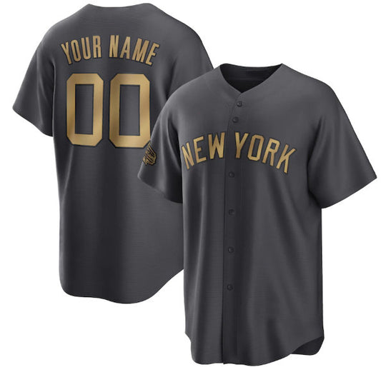 Custom New York Yankees Active Player Charcoal RONA 2022 All-Star Cool Base Stitched Jersey