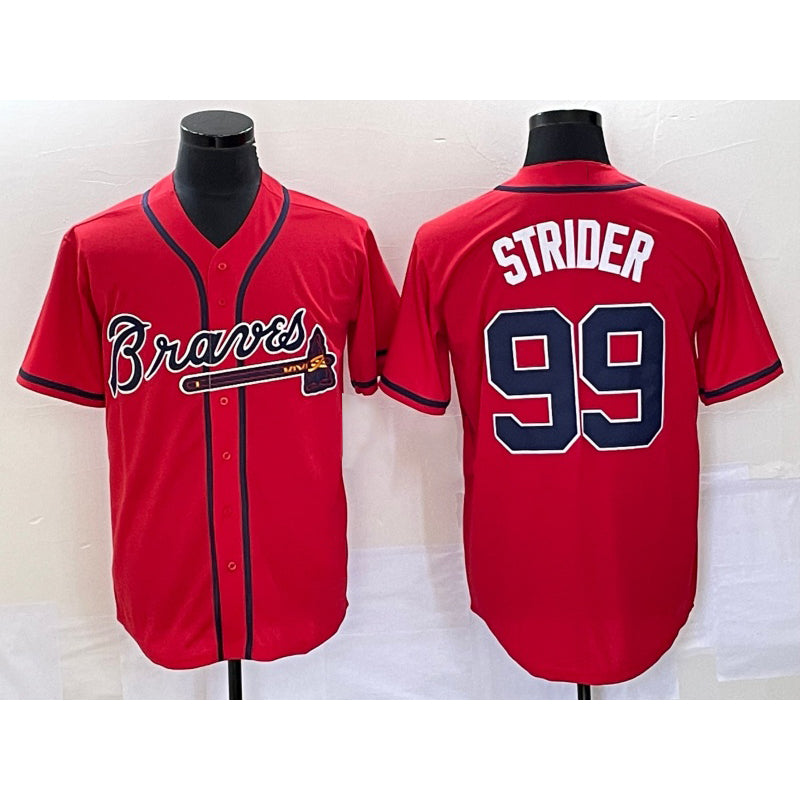 Atlanta Braves #99 Spencer Strider Red RONA Cool Base Stitched Jersey