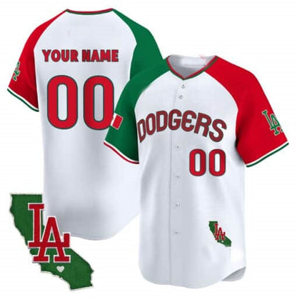 Custom Los Angeles Dodgers Mexico California Patch Vapor Premier Limited Jersey V3 ¨C White 2 RONA