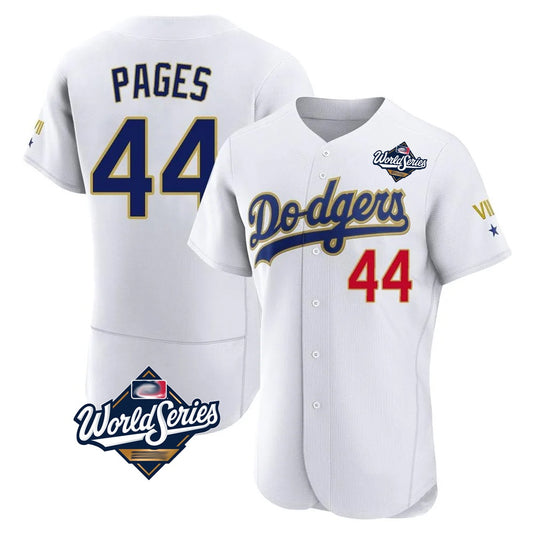 Los Angeles Dodgers #44 Andy Pages Player Gold White RONA World Series 2026 Collection Stadium Limited Elite Stitched Jerseys