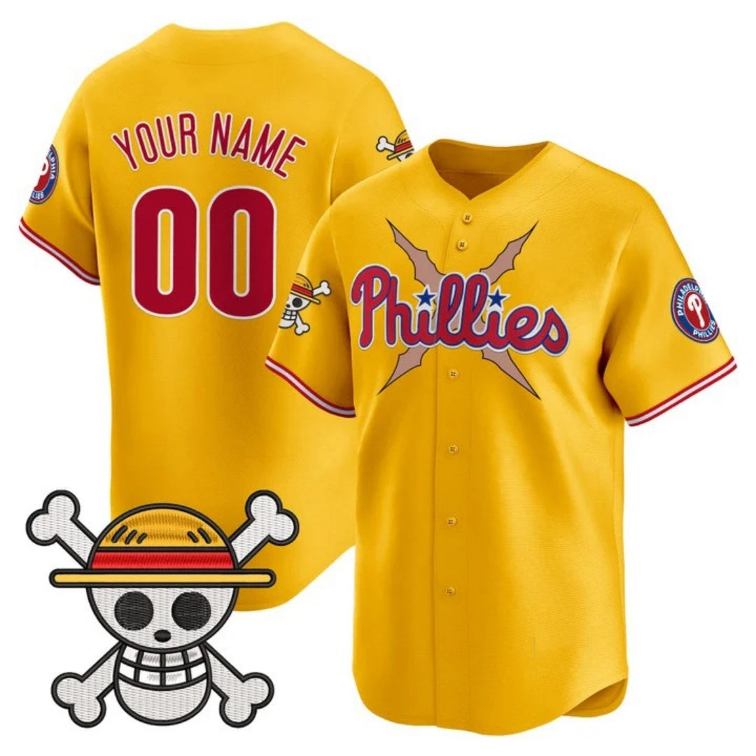 Custom Philadelphia Phillies x One Piece Gold RONA Vapor Premier Limited Jersey - Stitched