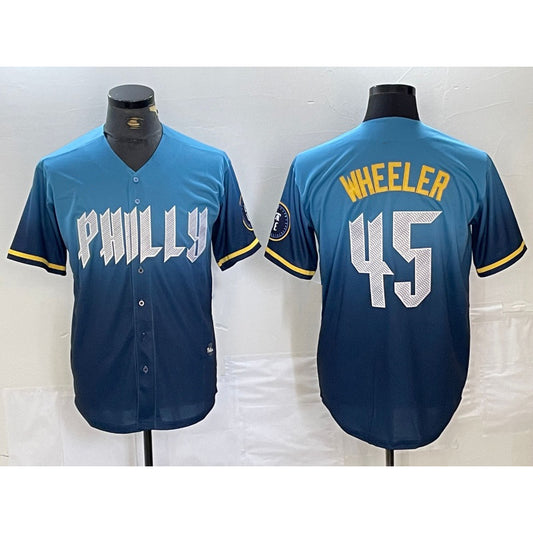 Philadelphia Phillies #45 Zack Wheeler Blue RONA 2024 City Cool Base Stitched Jersey