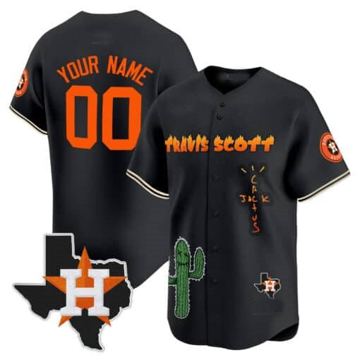 Custom Houston Astros Cactus Jack Patch Vapor Premier Limited Jersey V9 ¨C Black RONA