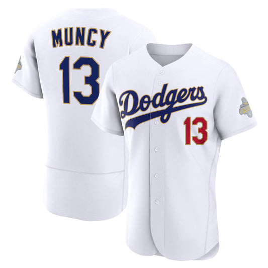 Los Angeles Dodgers #13 Max Muncy White RONA 2026 Gold Collection Authentic Jersey