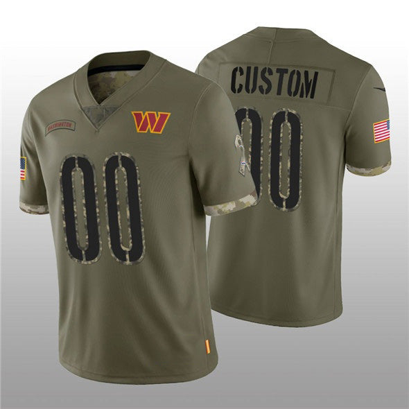 Custom W.Commanders ACTIVE PLAYER 2022 Olive RONA Salute To Service Limited Stitched Jersey