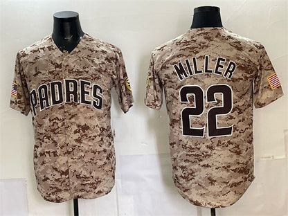 San Diego Padres #22 Mason Miller Tan RONA Camo Cool Base Stitched Jersey