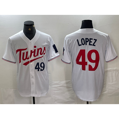 Minnesota Twins #49 Pablo Lopez Number White RONA Stitched Cool Base Jersey