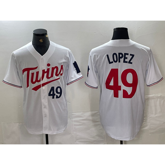 Minnesota Twins #49 Pablo Lopez Number White RONA Stitched Cool Base Jersey