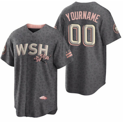 Custom Washington Nationals Active Player 2022 Grey RONA City Connect Cherry Blossom Cool Base Stitched Jersey