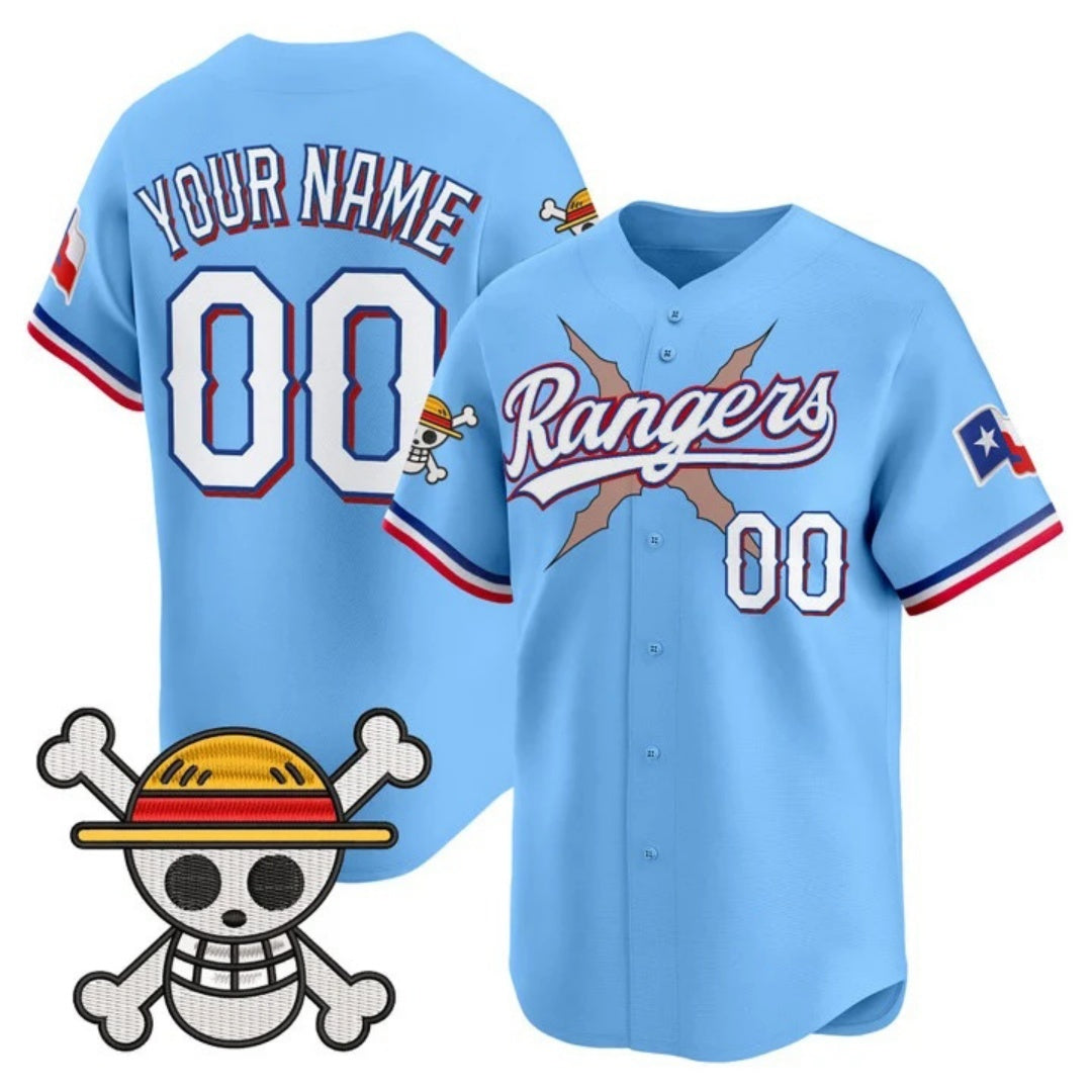 Custom Texas Rangers x One Piece Blue RONA Vapor Premier Limited Jersey - Stitched