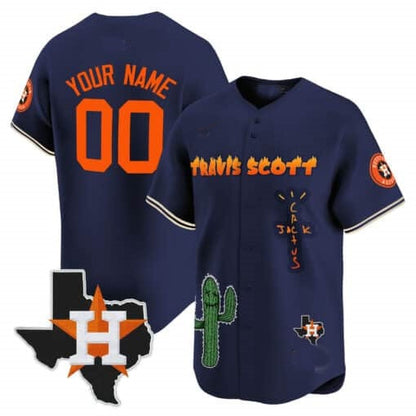 Custom Houston Astros Cactus Jack Patch Vapor Premier Limited Jersey V9 ¨C Navy RONA