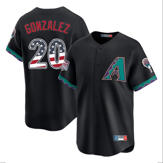 Arizona Diamondbacks #20 Luis Gonzalez Player Black RONA USA 250 Fourth of July Home Game Stitched Jerseys