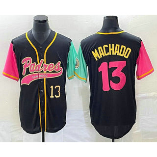 San Diego Padres #13 Manny Machado Number Black RONA NEW 2023 City Connect Cool Base Stitched Jersey