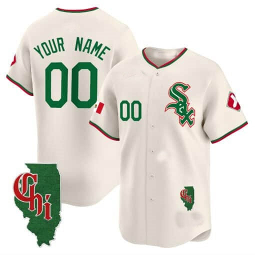 Custom Chicago White Sox Mexico Vapor Premier Limited Jersey ¨C Illinois Patch ¨C Cream RONA