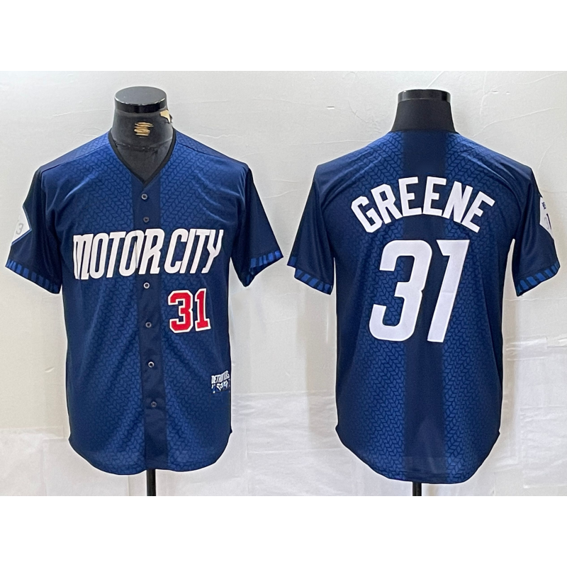 Detroit Tigers #31 Riley Greene Number 2024 Navy RONA City Connect Cool Base Limited Stitched Jersey