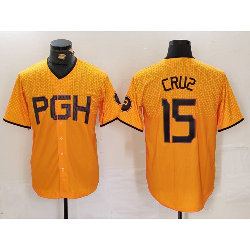 Pittsburgh Pirates #15 Oneil Cruz Yellow RONA 2023 City Connect Stitched Jersey 2