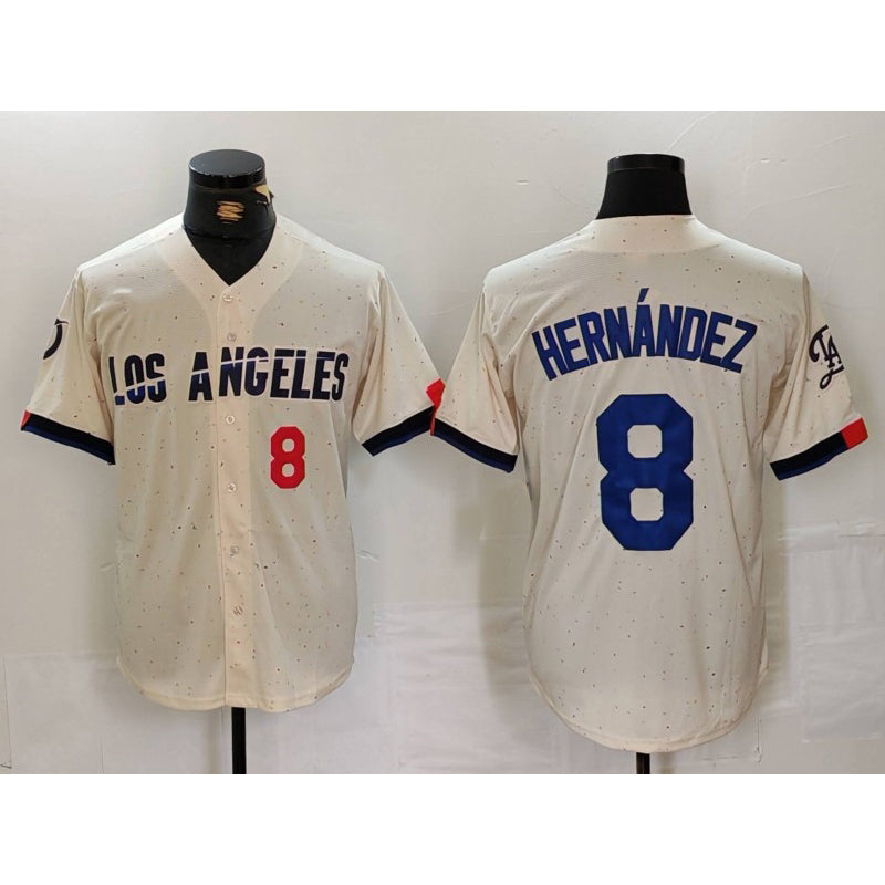Los Angeles Dodgers #8 Kike Hernandez Number Cream RONA 2024 City Connect Limited Stitched Jerseys