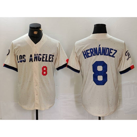 Los Angeles Dodgers #8 Kike Hernandez Number Cream RONA 2024 City Connect Limited Stitched Jerseys