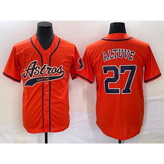 Houston Astros #27 Jose Altuve Orange RONA With Patch Cool Base Stitched Jersey