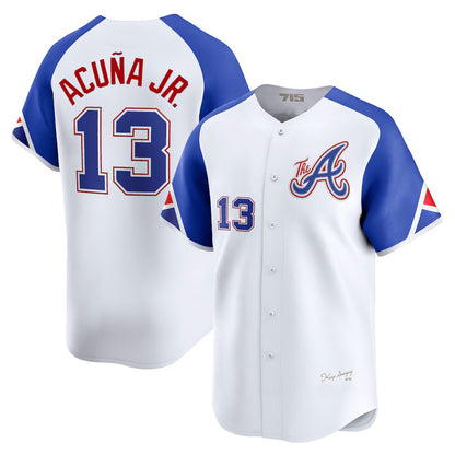 Atlanta Braves #13 Ronald Acu?a Jr. White RONA City Connect Limited Player Jersey