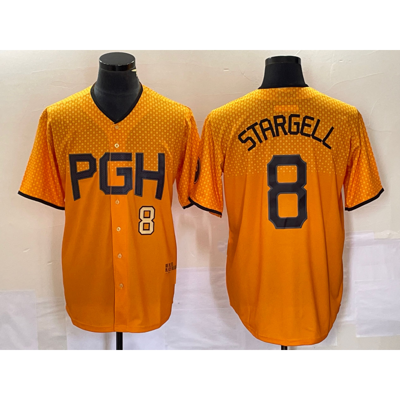Pittsburgh Pirates #8 Willie Stargell Number Gold RONA 2023 City Connect Stitched Jersey