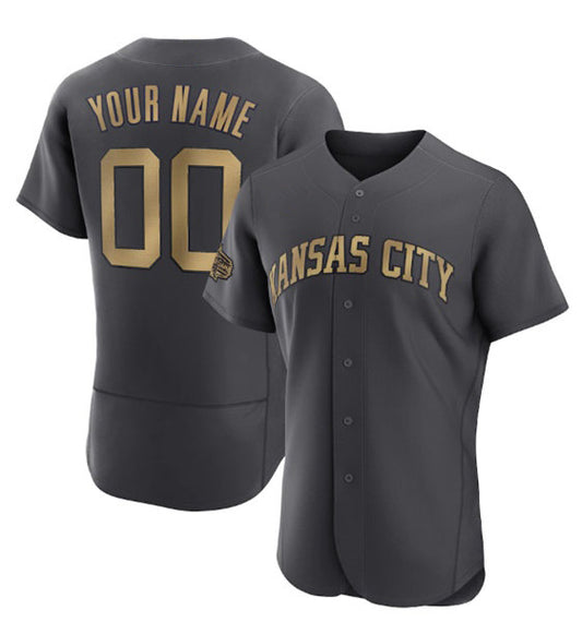 Custom Kansas City Royals Active Player Charcoal RONA 2022 All-Star Flex Base Stitched Jersey 2