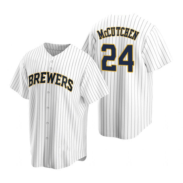 Milwaukee Brewers #24 Andrew McCutchen White RONA Cool Base Stitched Jersey