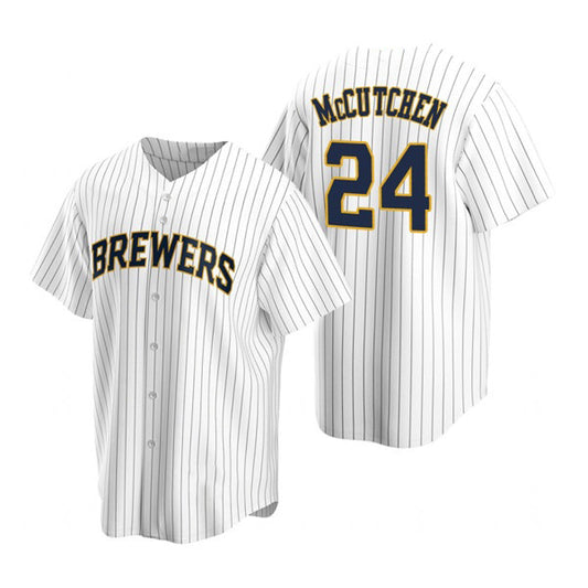 Milwaukee Brewers #24 Andrew McCutchen White RONA Cool Base Stitched Jersey