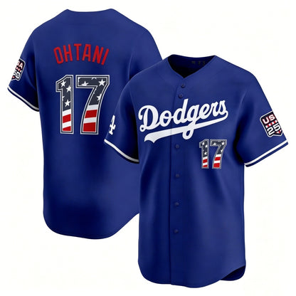 Los Angeles Dodgers #17 Shohei Ohtani Royal RONA USA 250 Fourth of July Limited Stitched Jersey