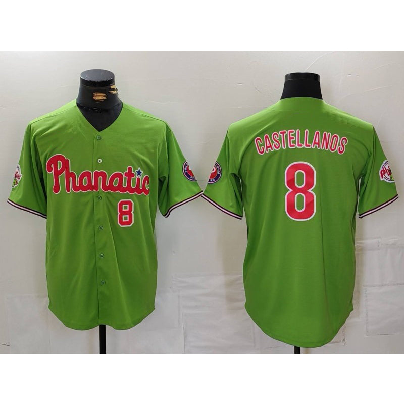 Philadelphia Phillies #8 Nick Castellanos Number Green RONA With Patch Stitched Cool Base Jersey