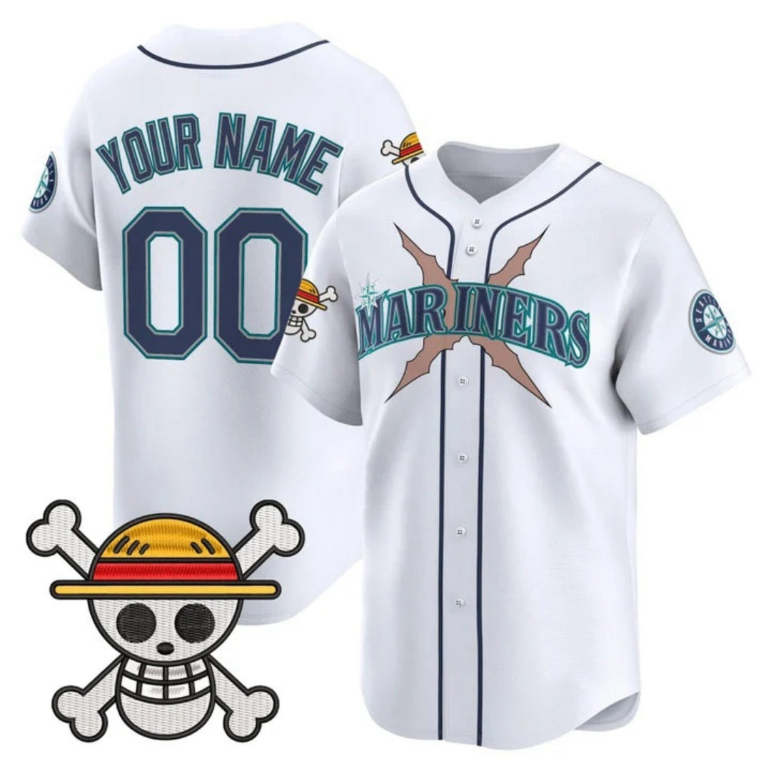 Custom Seattle Mariners x One Piece White RONA Vapor Premier Limited Jersey - Stitched